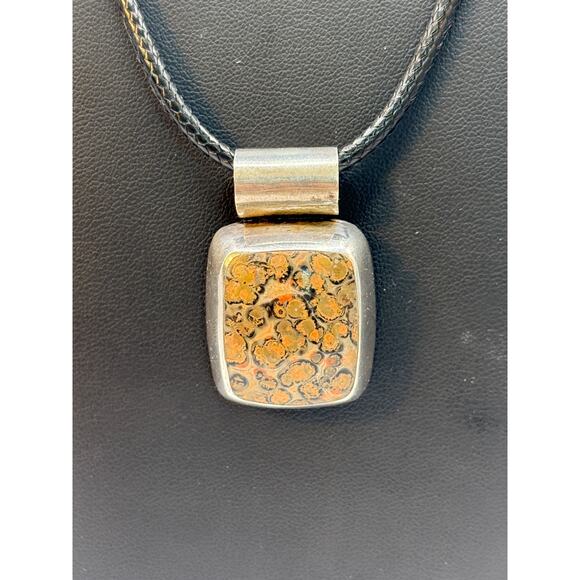 925 Sterling Silver Brown Agate Mexico TC-311 Pendant Necklace - Picture 2 of 3